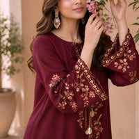 Maroon Luxe Kaftan 2pc